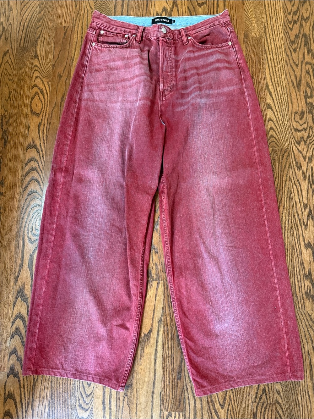 EB Denim Wine Red Wide Leg Jeans - Picture 3 of 5
